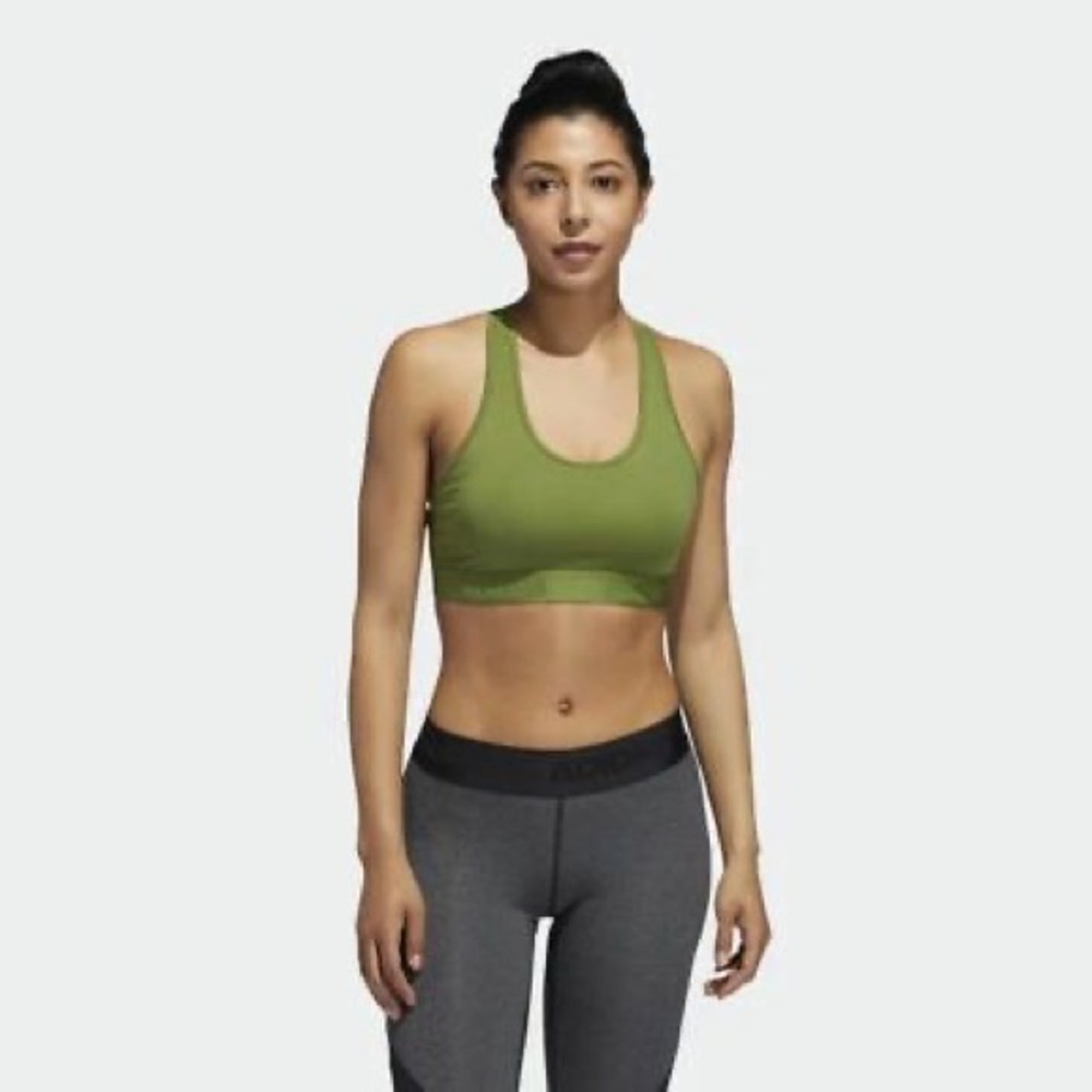 Adidas Women’s DRST Ask Sports/Training Bra In Olive Green, Size Medium